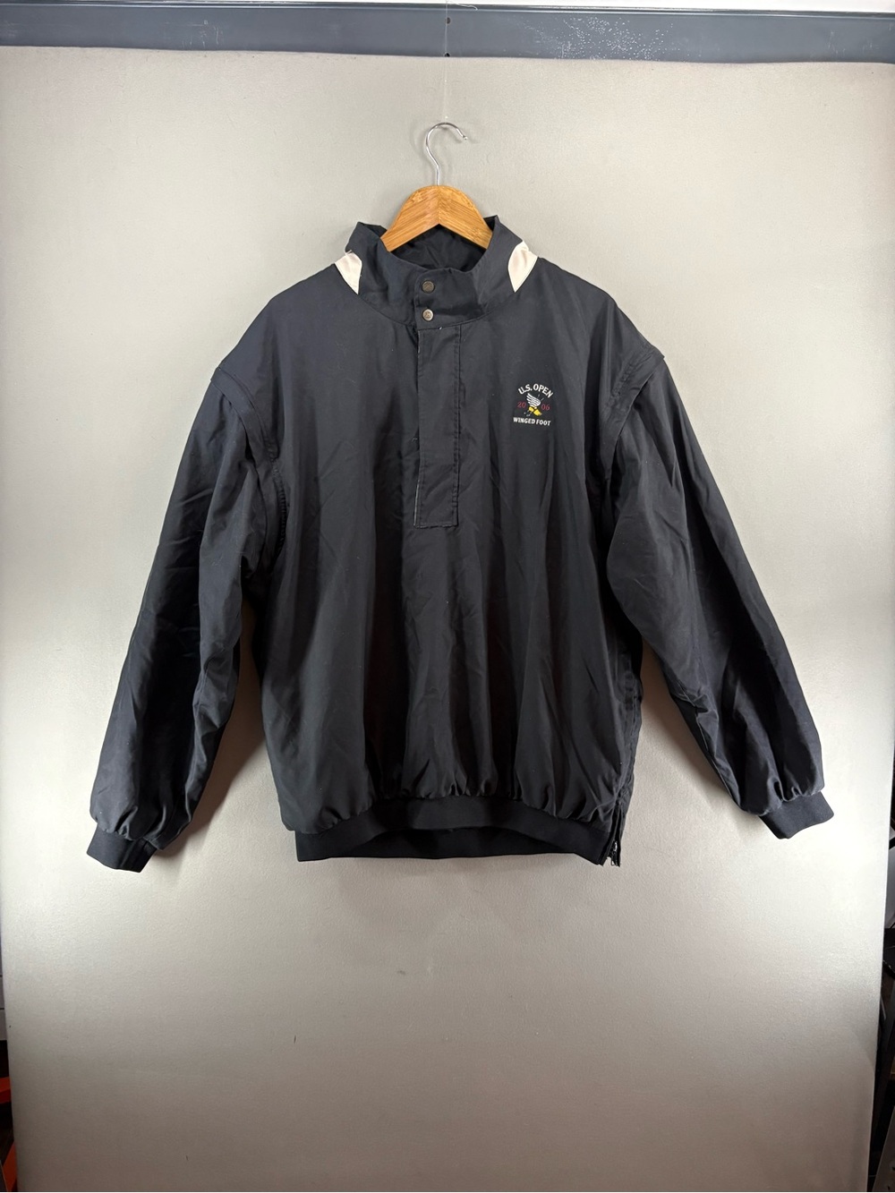 AHEAD Authentics Mens XL Removable Sleeves Golf Windbreaker Winged Foot Vtg 06